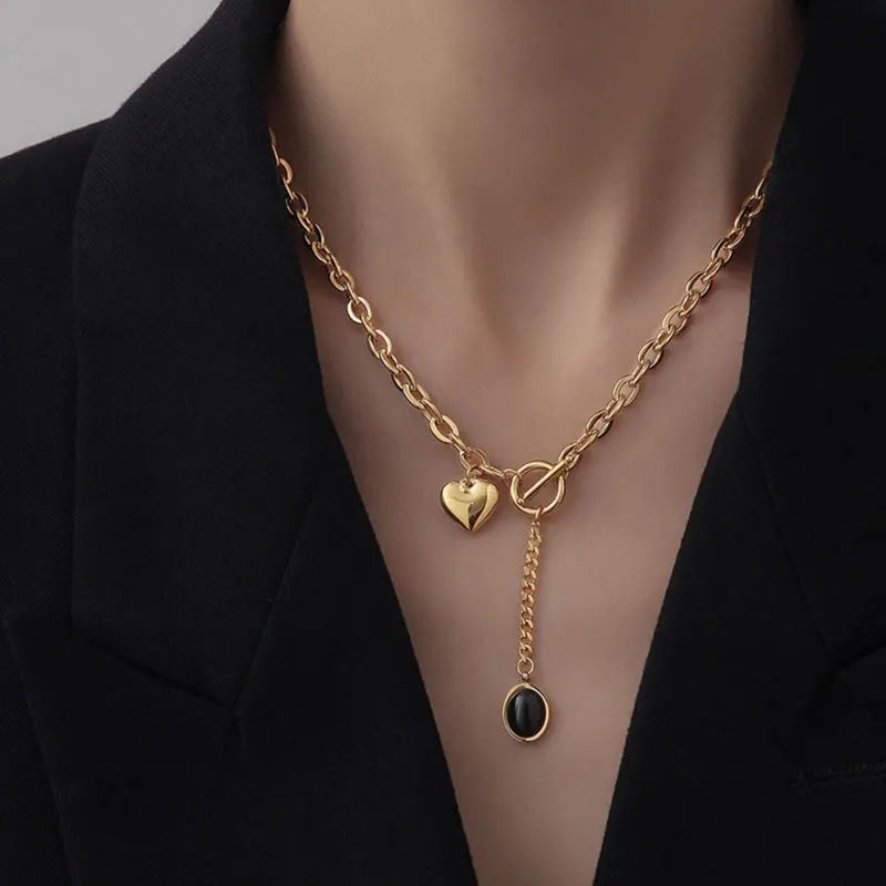 Necklace Hollow Heart Charm Clavicle