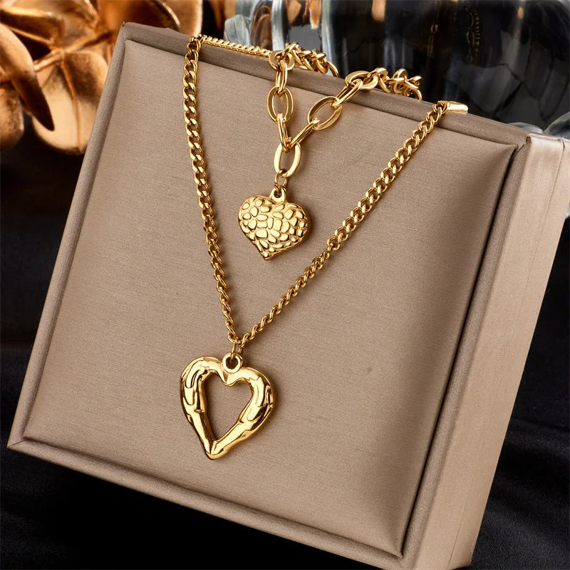 Necklace Hollow Heart Charm Clavicle