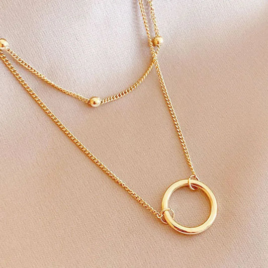 Necklace Steel Double Layer Circle